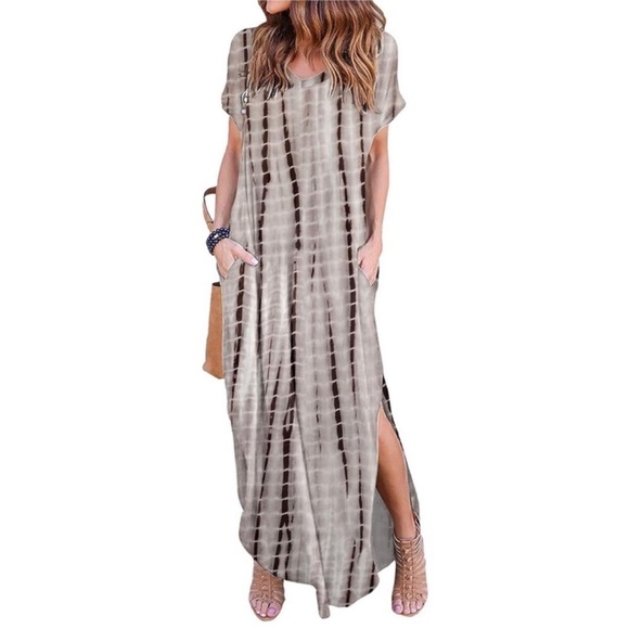 Husk Ary Dresses & Skirts - HUSK ARY brown tie dye maxi dress size XL boho beach coastal vacation neutral